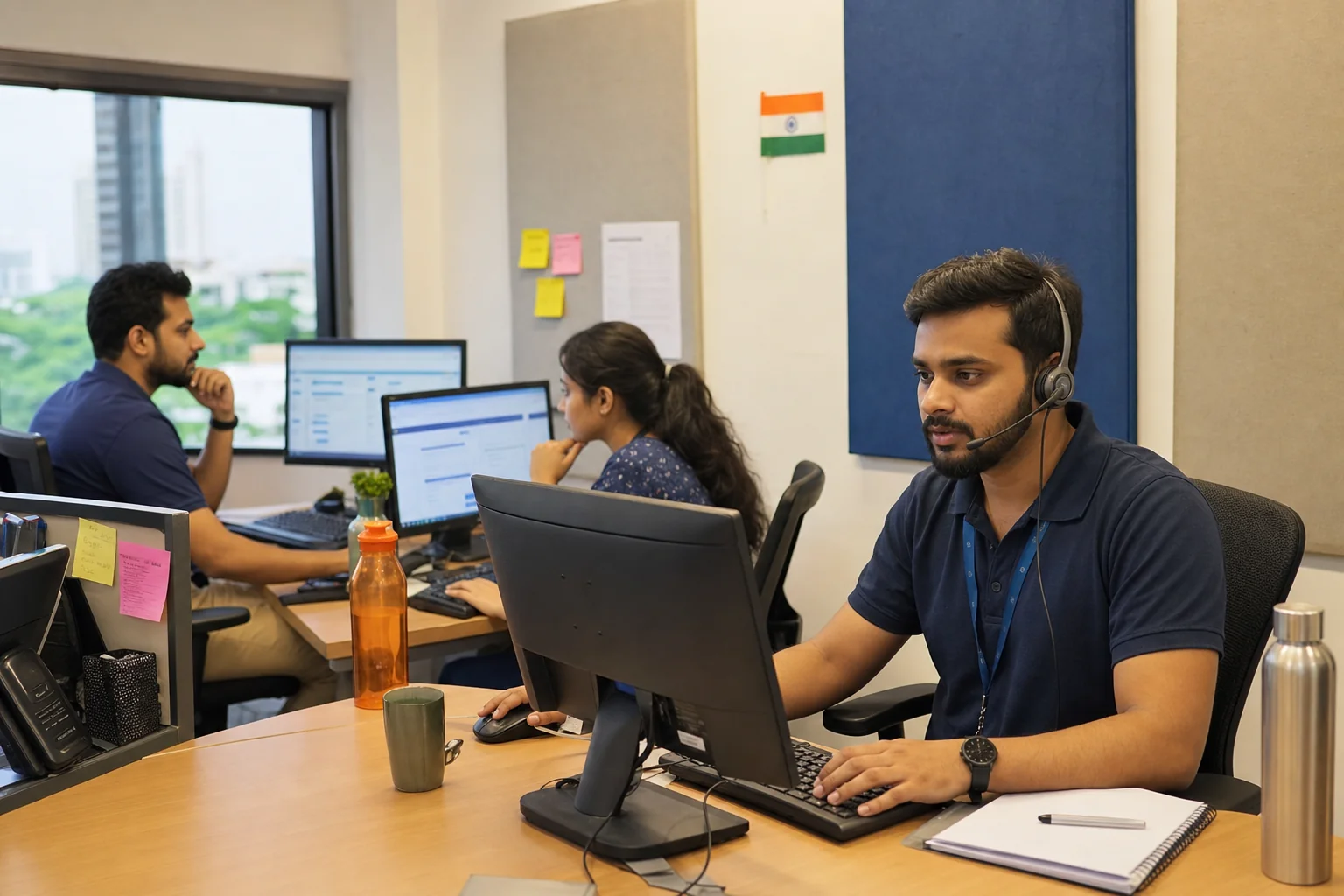 Indian IT service desk team resolving user support requests